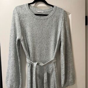 Cozy Knit light Blue Sweater dress with Belt